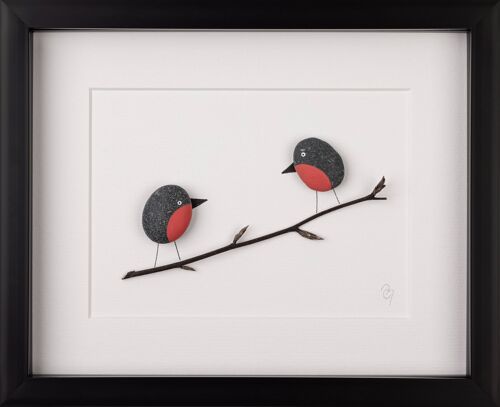 Two Little Robins Pebble Art Frame | Wall Art