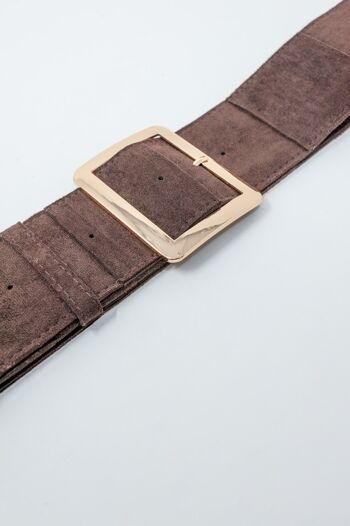 ceinture en daim marron avec boucle carrée 2