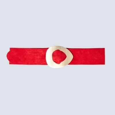 Suede buckle waist and hip belt in red