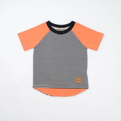T-Shirt Easy-Dressing Organic Cotton, Papaya-Stripes