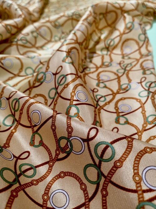 Tissu coton soie motif rétro anneaux coloris Sable- Preppy-22