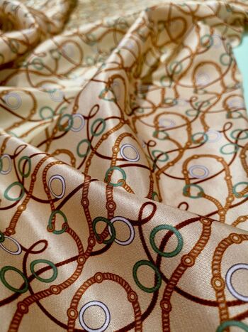 Tissu coton soie motif rétro anneaux coloris Sable- Preppy-22 1