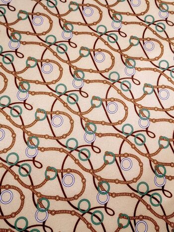 Tissu coton soie motif rétro anneaux coloris Sable- Preppy-22 2