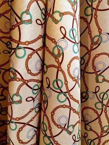 Tissu coton soie motif rétro anneaux coloris Sable- Preppy-22 3