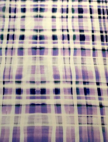 Tissu coton soie imprimé motif carreaux coloris Violet - Dune-22 2