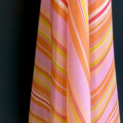 Tissu coton soie imprimé motif rayures bayadère coloris Sunny - Lamia-22