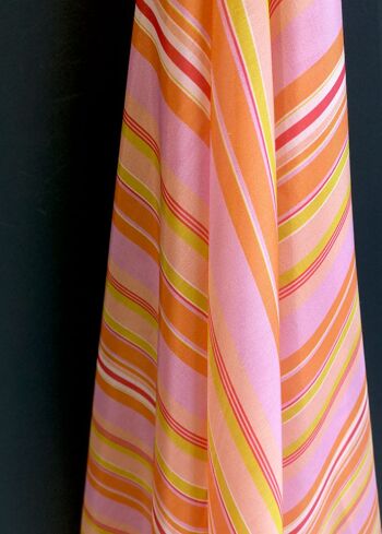 Tissu coton soie imprimé motif rayures bayadère coloris Sunny - Lamia-22 1