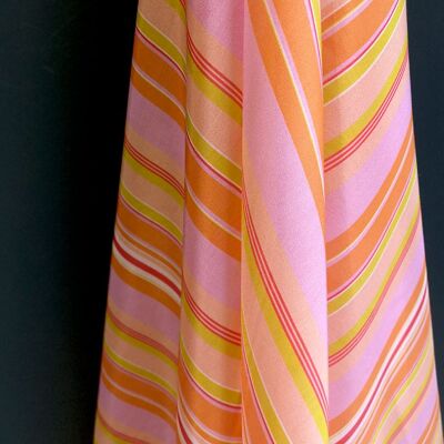 Tissu coton soie imprimé motivo rayures bayadere coloris Sunny - Lamia-22