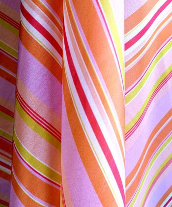 Tissu coton soie imprimé motif rayures bayadère coloris Sunny - Lamia-22 2