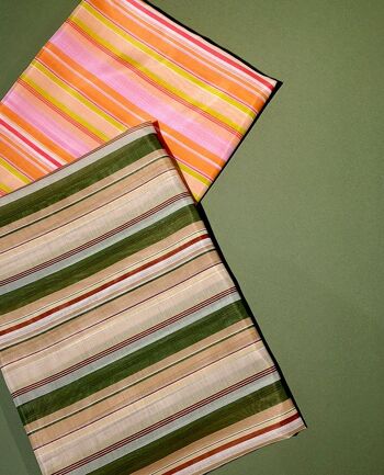 Tissu coton soie imprimé motif rayures bayadère coloris Sunny - Lamia-22 3