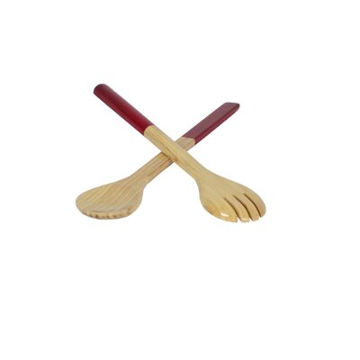 Bambus-Besteck-Set 37,5 cm, rot