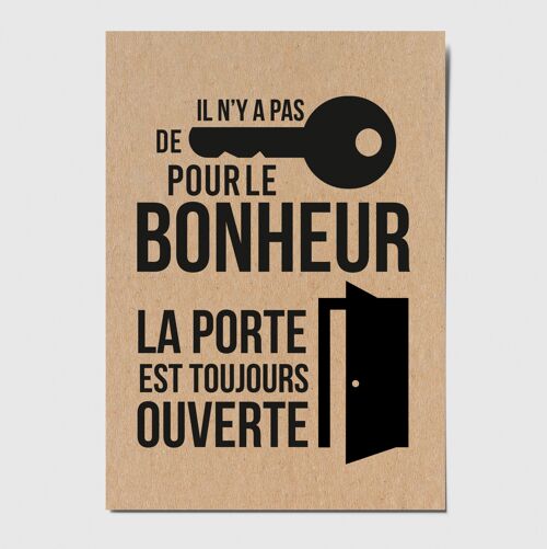 Carte postale citation "Il n'y a pas de clé pour le bonheur"