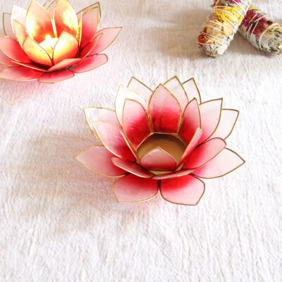 Lotus natural mother-of-pearl candle holder - Pink/White