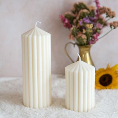 Thick ribbed candle Yvoire Size L