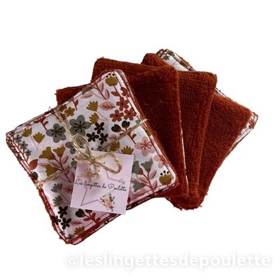 Set of 5 washable make-up removing wipes