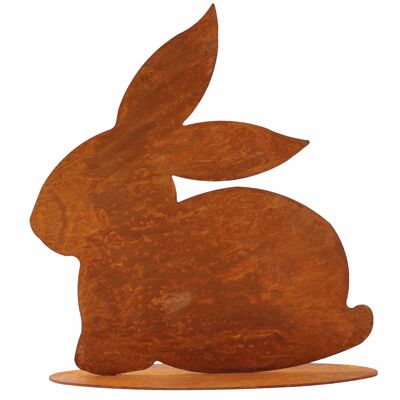 Coniglietto decorativo pasquale color ruggine seduto | Decorazioni pasquali per esterno ed interno