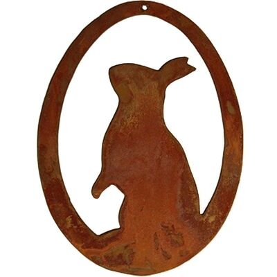 Rust decoration rabbit in the egg | Window decoration hanging for Easter | 15cm x 11cm | Easter eggs to hang | standing rabbit