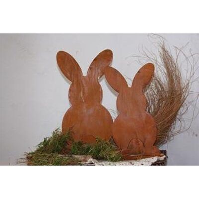 Décoration de Pâques lapin Koni | Idée déco en patine pour Pâques | sur plaque de base | 25cm