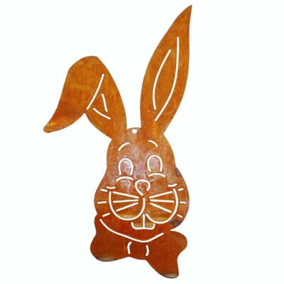 Coniglio di decorazione ruggine divertente | Appendiabiti per decorazioni | Decorazione pasquale patinata | 25 cm x 18 cm