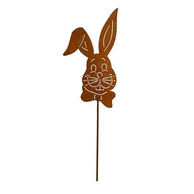 Conejo divertido decoración óxido | tapón de jardín | Decoración de Pascua con pátina | 25cm x 18cm