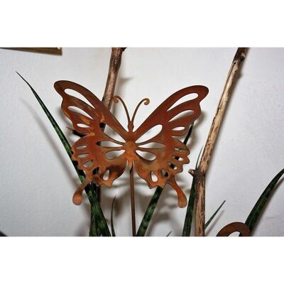 Decorazione da giardino patina farfalla "Paula" | Decorazione in metallo vintage | alla barra | 12 cm x 14 cm