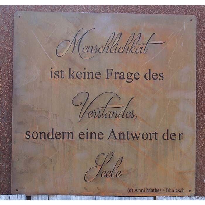 Letrero decorativo "mente y alma" con aspecto de pátina | 42cm x 42cm