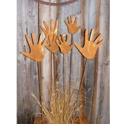 Set of 6 Funny Hands Garden Stakes | Patina garden decoration