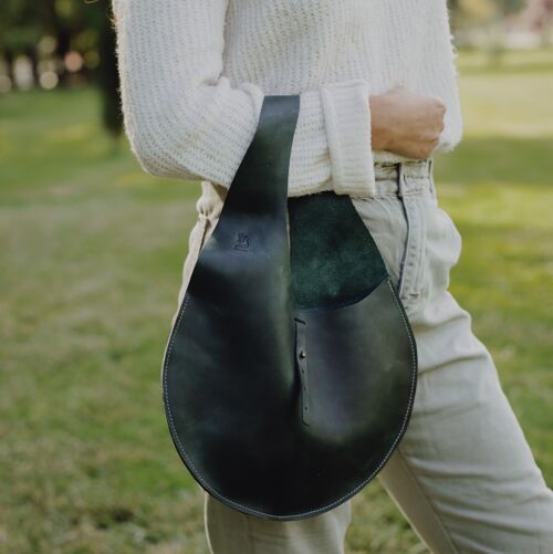 Mjøsa leather bag. Opplav Mjøsa. Handmade. Leather bag for women. Green Forest