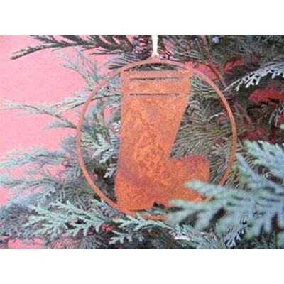 Patina hanging decoration Santa's boots | Rust Christmas Decoration Boots | diameter 10 cm