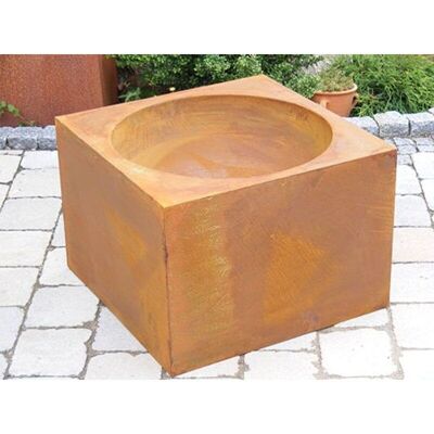 rust decoration trough | Patina garden decoration flower pot | Vintage decorative flower column