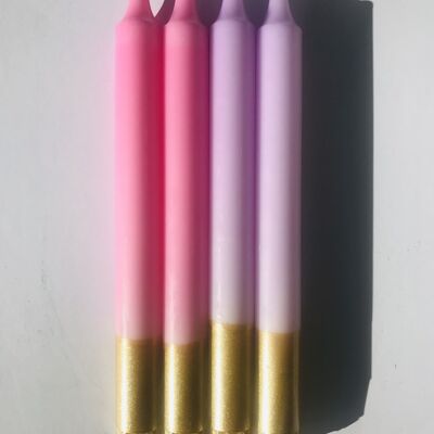 1 large dip dye candle stearin gold*lilac*pink