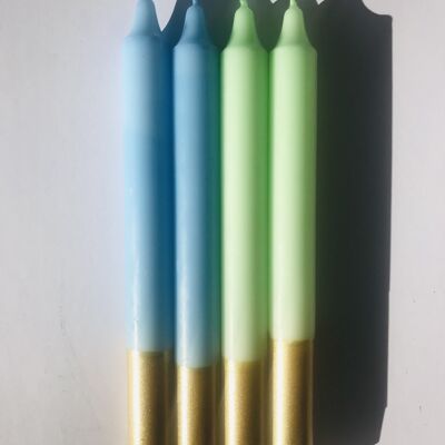 1 large dip dye stick candle stearin gold*blue*green
