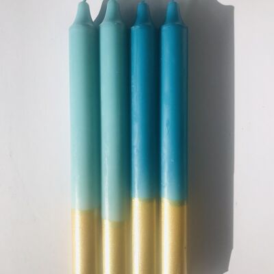 1 big dip dye stick candle stearin gold*petrol*turquoise