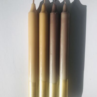 1 large dip dye stick candle stearin gold*brown*light brown