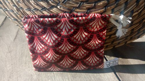 pochette shampoing en coton enduit rouge