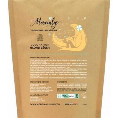 Moreialys - Colore per capelli 100% naturale Biondo chiaro, compostabile, certificato Ecocert Cosmos Natural