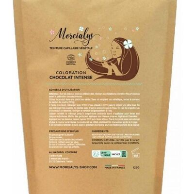 Moreialys - Colorante per capelli cioccolato intenso 100% naturale, compostabile, certificato Ecocert Cosmos Natural