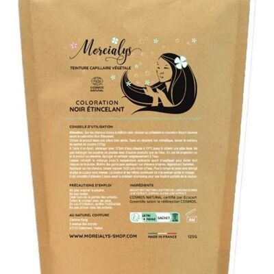 Moreialys - Coloration soin 100% naturelle Noir étincelant, compostable, certifiée Ecocert Cosmos Natural