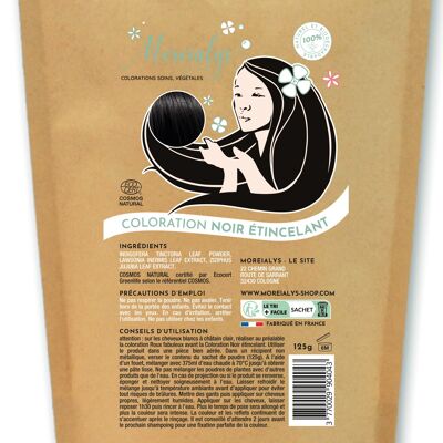 Moreialys - Colorante curativo 100% naturale Nero scintillante, compostabile, certificato Ecocert Cosmos Natural