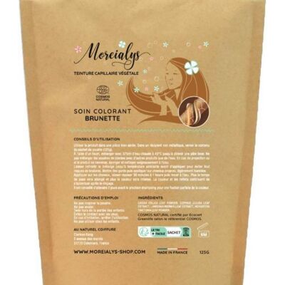 Moreialys - 100% natural coloring care Compostable brunette coloring care, certified Ecocert Cosmos Natural