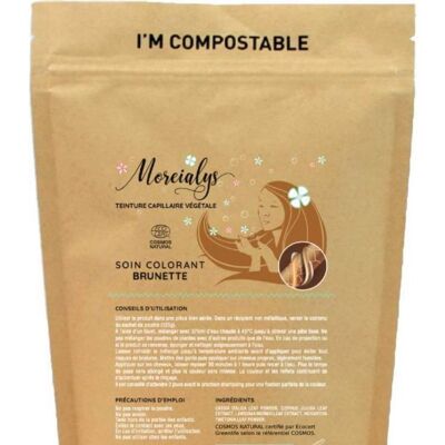 Moreialys - Coloration soin 100% naturelle Soin colorant brunette compostable, certifiée Ecocert Cosmos Natural