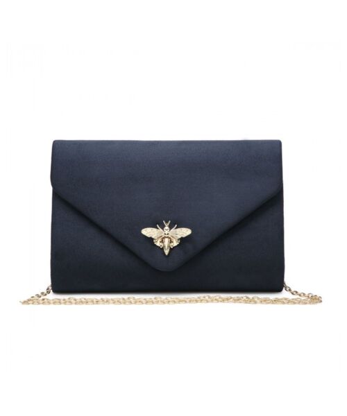 Lady's Grab bag Clutch Shoulder Cross Body Bag Vegan PU Suede Party evening bag Prom Purse Wedding Handbag-Y256p dark blue