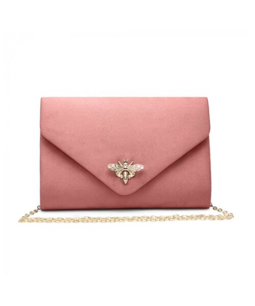 Lady's Grab bag Clutch Shoulder Cross Body Bag Vegan PU Suede Party evening bag Prom Purse Wedding Handbag-Y256p pink
