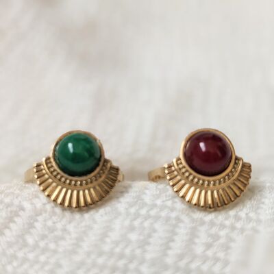 Verstellbarer Ring aus Gold und Grün oder Rot - Bogota