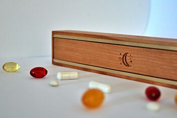 boîte à pilules en bois, organisateur de pilules et de vitamines, boîte en bois, cadeau en bois, grande boîte à pilules, boîte à pilules hebdomadaire, boîte à pilules quotidienne 1