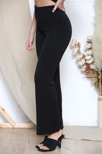 Pantalon large taille haute noir 2