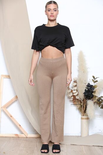 Pantalon large taille haute camel 4