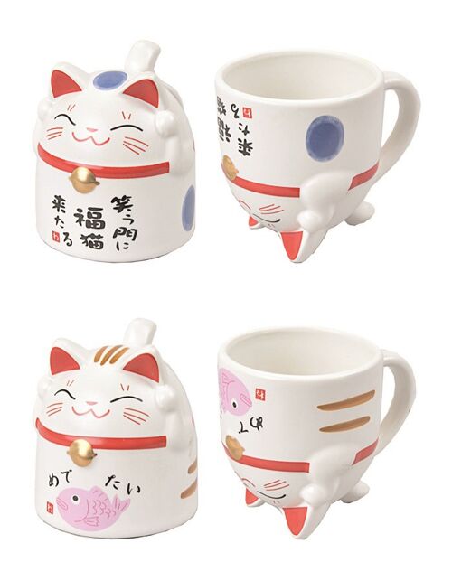 Mug lucky cat Manekineko Bleu