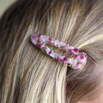 Getrocknete Blumen-Haarspangen | Echte Blumen-Haarspangen | Dreieck | Rosa
