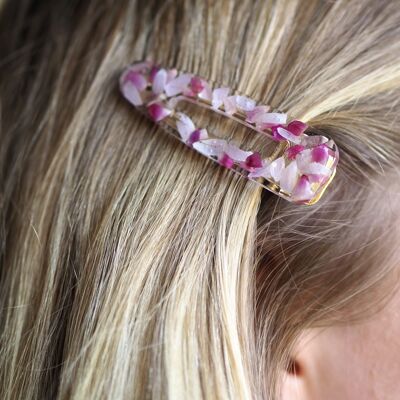 Getrocknete Blumen-Haarspangen | Echte Blumen-Haarspangen | Dreieck | Rosa